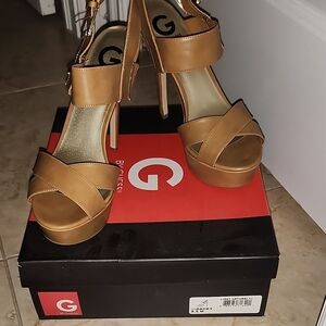 G by Guess Women's Tan Platform Heels